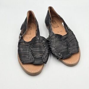 Artesanias Raguer Womens Mexican woven Leather Sandal Size 9.5 (26) Shoes  Black